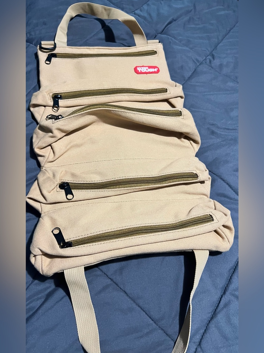 Canvas Multi-Pocket Beige Backpack with Front Zipper Compartments